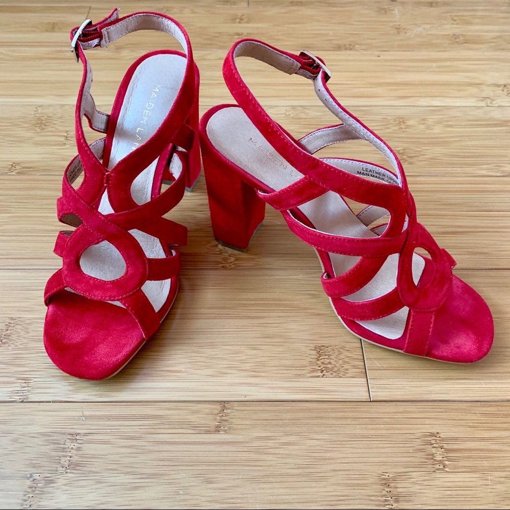 Red Maiden Lane Strappy Heels